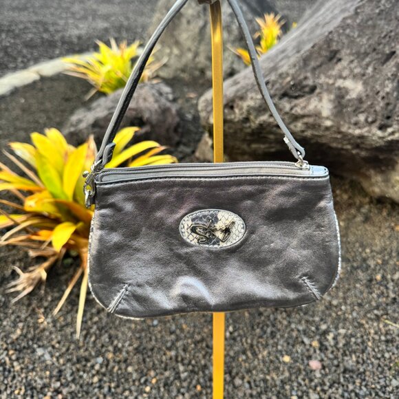 Sharif Metallic Silver & Snakeskin Tote w/ Matching Wristlet NWOT with Flaws - Picture 8 of 17